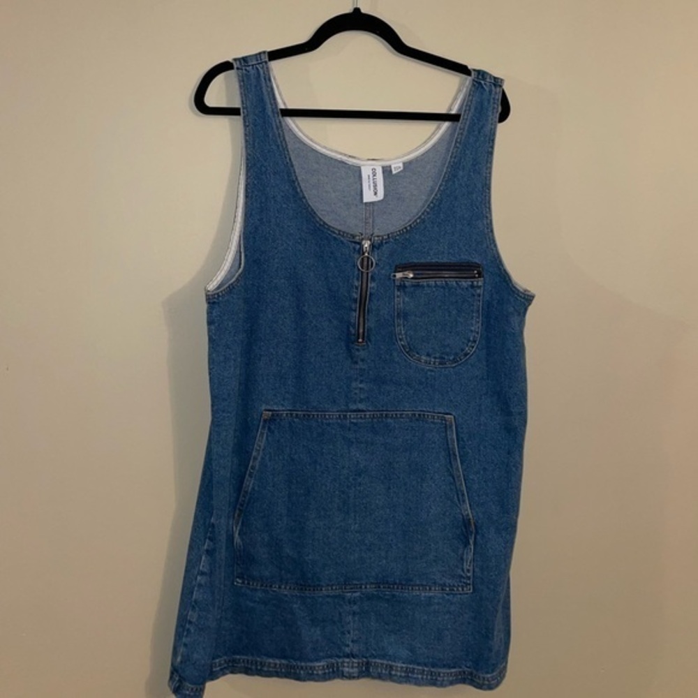 Asos Denim Mini Dress Women Size 12 Sleeveless Pre-owned Vintage Style